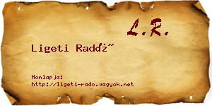 Ligeti Radó névjegykártya